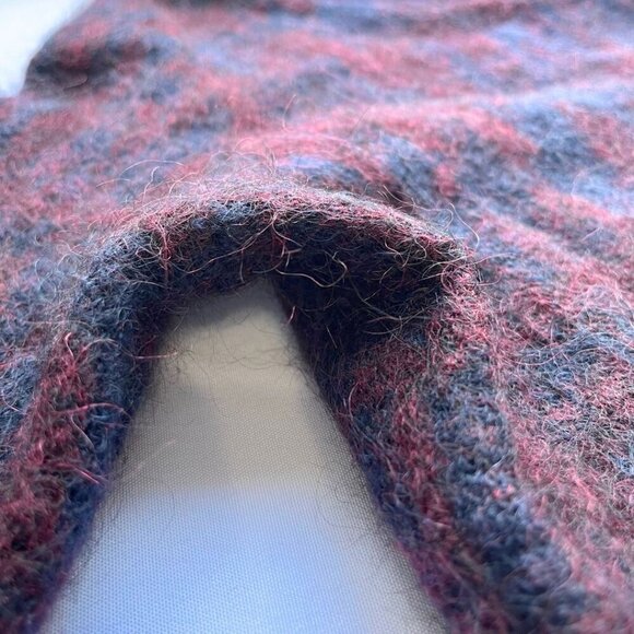 COS NAVY BURGUNDY MOHAIR WOOL BLEND FUZZY SHIFT SWEATER DRESS - S - Picture 8 of 11